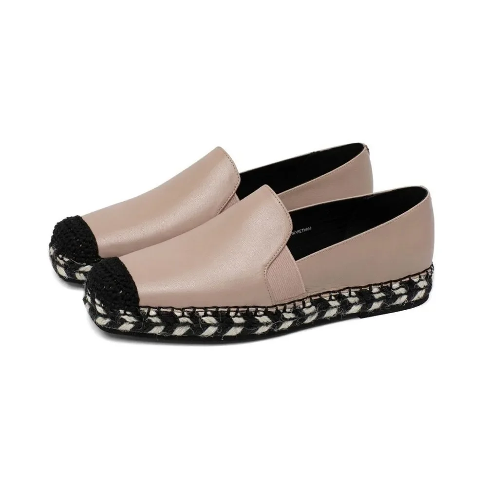 SALLY | Espadrille Skimmer Flats Sz 8 NWT black and tan
